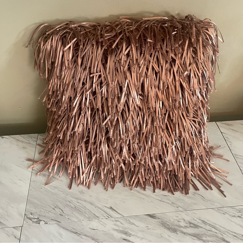 425 SOUTH LOS ANGELES Rose Gold Fringe Pillow